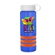 a transparent blue bottle & white lid & orange grip sergeant stripe - 24 oz tritan(tm) bottle with tethered lid, stripe bands, and digital imprint