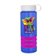 a transparent blue bottle & white lid & pink grip sergeant stripe - 24 oz tritan(tm) bottle with tethered lid, stripe bands, and digital imprint