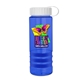 a transparent blue bottle & white lid & royal blue grip sergeant stripe - 24 oz tritan(tm) bottle with tethered lid, stripe bands, and digital imprint
