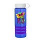 a transparent blue bottle & white lid & violet grip sergeant stripe - 24 oz tritan(tm) bottle with tethered lid, stripe bands, and digital imprint