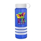 a transparent blue bottle & white lid & white grip sergeant stripe - 24 oz tritan(tm) bottle with tethered lid, stripe bands, and digital imprint