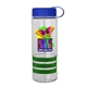 a clear bottle & royal blue lid & green grip sergeant stripe - 24 oz tritan(tm) bottle with tethered lid, stripe bands, and digital imprint