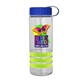 a clear bottle & royal blue lid & lime-green grip sergeant stripe - 24 oz tritan(tm) bottle with tethered lid, stripe bands, and digital imprint