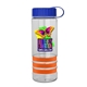 a clear bottle & royal blue lid & orange grip sergeant stripe - 24 oz tritan(tm) bottle with tethered lid, stripe bands, and digital imprint