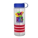 a clear bottle & royal blue lid & red grip sergeant stripe - 24 oz tritan(tm) bottle with tethered lid, stripe bands, and digital imprint