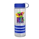 a clear bottle & royal blue lid & royal blue grip sergeant stripe - 24 oz tritan(tm) bottle with tethered lid, stripe bands, and digital imprint
