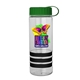 a clear bottle & green lid & black grip sergeant stripe - 24 oz tritan(tm) bottle with tethered lid, stripe bands, and digital imprint