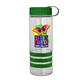 a clear bottle & green lid & green grip sergeant stripe - 24 oz tritan(tm) bottle with tethered lid, stripe bands, and digital imprint