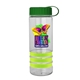 a clear bottle & green lid & lime-green grip sergeant stripe - 24 oz tritan(tm) bottle with tethered lid, stripe bands, and digital imprint