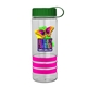 a clear bottle & green lid & pink grip sergeant stripe - 24 oz tritan(tm) bottle with tethered lid, stripe bands, and digital imprint