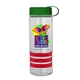 a clear bottle & green lid & red grip sergeant stripe - 24 oz tritan(tm) bottle with tethered lid, stripe bands, and digital imprint