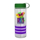 a clear bottle & green lid & violet grip sergeant stripe - 24 oz tritan(tm) bottle with tethered lid, stripe bands, and digital imprint