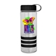 a clear bottle & black lid & black grip sergeant stripe - 24 oz tritan(tm) bottle with tethered lid, stripe bands, and digital imprint