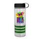 a clear bottle & black lid & green grip sergeant stripe - 24 oz tritan(tm) bottle with tethered lid, stripe bands, and digital imprint