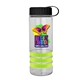 a clear bottle & black lid & lime-green grip sergeant stripe - 24 oz tritan(tm) bottle with tethered lid, stripe bands, and digital imprint