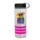 a clear bottle & black lid & pink grip sergeant stripe - 24 oz tritan(tm) bottle with tethered lid, stripe bands, and digital imprint