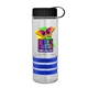 a clear bottle & black lid & royal blue grip sergeant stripe - 24 oz tritan(tm) bottle with tethered lid, stripe bands, and digital imprint