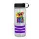 a clear bottle & black lid & violet grip sergeant stripe - 24 oz tritan(tm) bottle with tethered lid, stripe bands, and digital imprint
