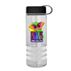 a clear bottle & black lid & white grip sergeant stripe - 24 oz tritan(tm) bottle with tethered lid, stripe bands, and digital imprint