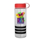 a clear bottle & red lid & black grip sergeant stripe - 24 oz tritan(tm) bottle with tethered lid, stripe bands, and digital imprint