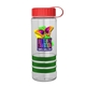 a clear bottle & red lid & green grip sergeant stripe - 24 oz tritan(tm) bottle with tethered lid, stripe bands, and digital imprint