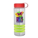 a clear bottle & red lid & lime-green grip sergeant stripe - 24 oz tritan(tm) bottle with tethered lid, stripe bands, and digital imprint