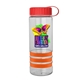 a clear bottle & red lid & orange grip sergeant stripe - 24 oz tritan(tm) bottle with tethered lid, stripe bands, and digital imprint