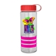 a clear bottle & red lid & pink grip sergeant stripe - 24 oz tritan(tm) bottle with tethered lid, stripe bands, and digital imprint
