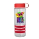 a clear bottle & red lid & red grip sergeant stripe - 24 oz tritan(tm) bottle with tethered lid, stripe bands, and digital imprint