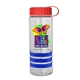 a clear bottle & red lid & royal blue grip sergeant stripe - 24 oz tritan(tm) bottle with tethered lid, stripe bands, and digital imprint