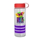 a clear bottle & red lid & violet grip sergeant stripe - 24 oz tritan(tm) bottle with tethered lid, stripe bands, and digital imprint