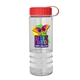 a clear bottle & red lid & white grip sergeant stripe - 24 oz tritan(tm) bottle with tethered lid, stripe bands, and digital imprint