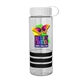 a clear bottle & white lid & black grip sergeant stripe - 24 oz tritan(tm) bottle with tethered lid, stripe bands, and digital imprint