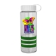 a clear bottle & white lid & green grip sergeant stripe - 24 oz tritan(tm) bottle with tethered lid, stripe bands, and digital imprint