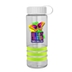 a clear bottle & white lid & lime-green grip sergeant stripe - 24 oz tritan(tm) bottle with tethered lid, stripe bands, and digital imprint