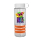 a clear bottle & white lid & orange grip sergeant stripe - 24 oz tritan(tm) bottle with tethered lid, stripe bands, and digital imprint