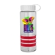 a clear bottle & white lid & red grip sergeant stripe - 24 oz tritan(tm) bottle with tethered lid, stripe bands, and digital imprint