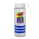 a clear bottle & white lid & royal blue grip sergeant stripe - 24 oz tritan(tm) bottle with tethered lid, stripe bands, and digital imprint