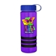 a transparent violet bottle & royal blue lid & black grip sergeant stripe - 24 oz tritan(tm) bottle with tethered lid, stripe bands, and digital imprint