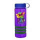 a transparent violet bottle & royal blue lid & green grip sergeant stripe - 24 oz tritan(tm) bottle with tethered lid, stripe bands, and digital imprint