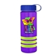 a transparent violet bottle & royal blue lid & lime-green grip sergeant stripe - 24 oz tritan(tm) bottle with tethered lid, stripe bands, and digital imprint