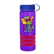 a transparent violet bottle & royal blue lid & red grip sergeant stripe - 24 oz tritan(tm) bottle with tethered lid, stripe bands, and digital imprint