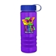 a transparent violet bottle & royal blue lid & violet grip sergeant stripe - 24 oz tritan(tm) bottle with tethered lid, stripe bands, and digital imprint