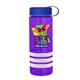a transparent violet bottle & royal blue lid & white grip sergeant stripe - 24 oz tritan(tm) bottle with tethered lid, stripe bands, and digital imprint