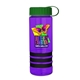 a transparent violet bottle & green lid & black grip sergeant stripe - 24 oz tritan(tm) bottle with tethered lid, stripe bands, and digital imprint