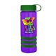a transparent violet bottle & green lid & green grip sergeant stripe - 24 oz tritan(tm) bottle with tethered lid, stripe bands, and digital imprint