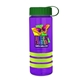 a transparent violet bottle & green lid & lime-green grip sergeant stripe - 24 oz tritan(tm) bottle with tethered lid, stripe bands, and digital imprint