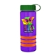 a transparent violet bottle & green lid & orange grip sergeant stripe - 24 oz tritan(tm) bottle with tethered lid, stripe bands, and digital imprint