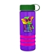 a transparent violet bottle & green lid & pink grip sergeant stripe - 24 oz tritan(tm) bottle with tethered lid, stripe bands, and digital imprint