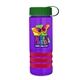a transparent violet bottle & green lid & red grip sergeant stripe - 24 oz tritan(tm) bottle with tethered lid, stripe bands, and digital imprint